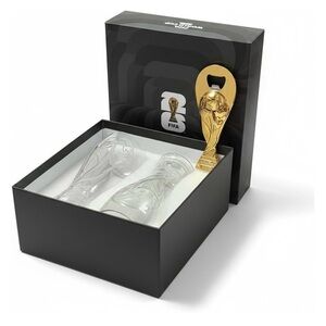 FIFA World Cup Trophy Glass Set with Gold Opener